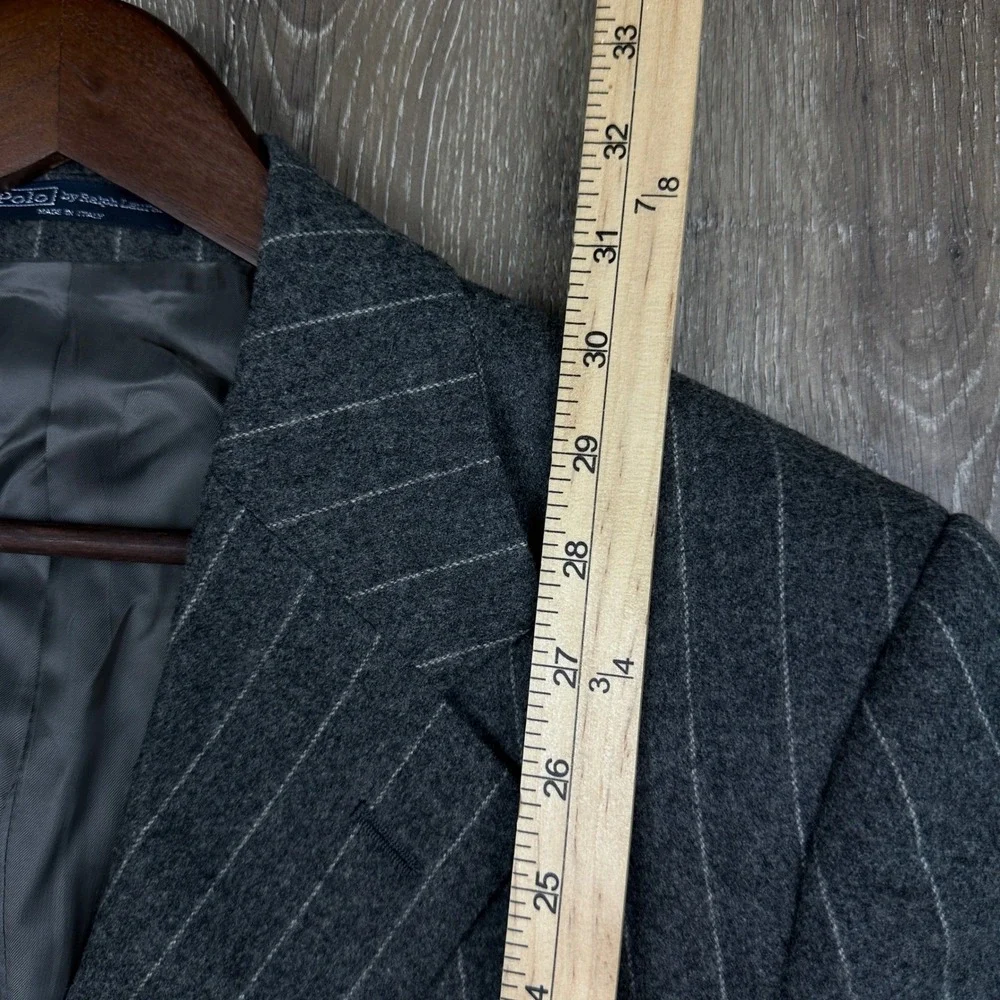 Polo Ralph Lauren Pinstripe 3 Piece Suit Wool Cashmere Made in Italy 42S 36x29